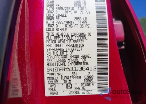 2003 Nissan Xterra Xe z USA, uszkodzony, nr VIN 5N1ED28Y53C636413